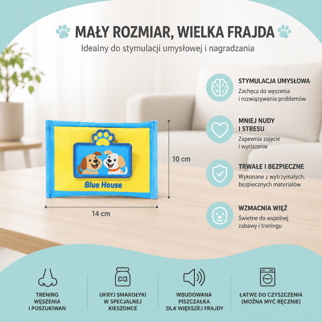 Wytrzymała Mata Węchowa z Kieszenią na Chusteczki dla Psów – Piszcząca Zabawka Logiczną z Ukrytą Kieszonką na Smakołyki