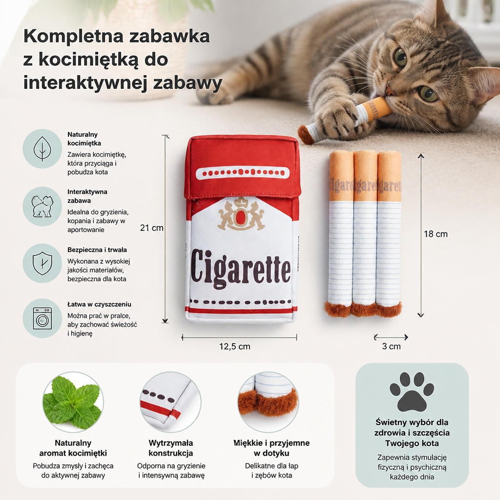 Zestaw Zabawek z Kocimiętką w Kształcie Paczki Papierosów do Interaktywnej Zabawy Kota