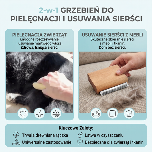 2-in-1 Grzebień Do Pielęgnacji Sierści I Usuwania Włosów Z Sierści, Mebli I Tkanin