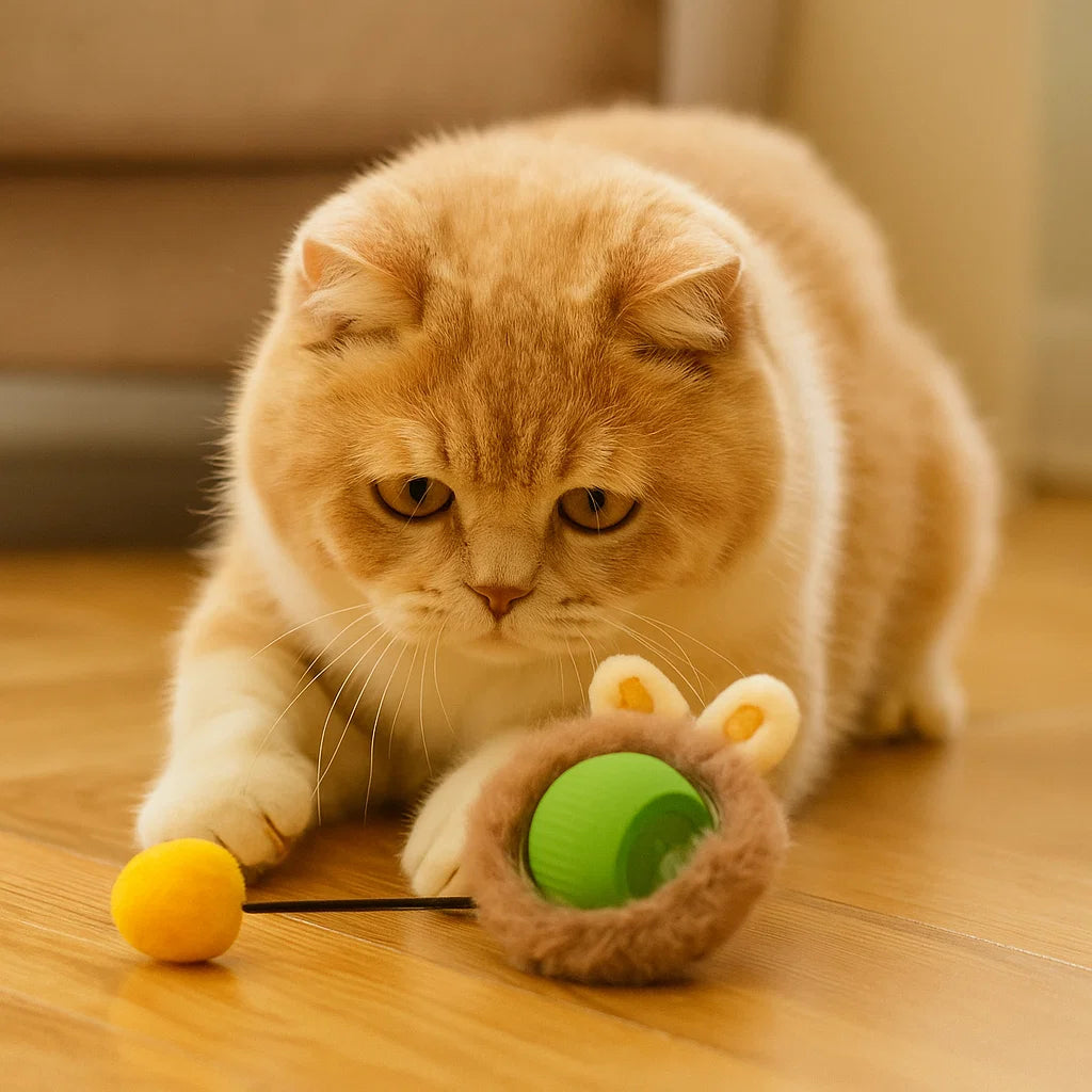 Kocia Zabawka Piłka z Futerkiem ⎜ Odporna na Gryzienie do Skakania i Zabawy