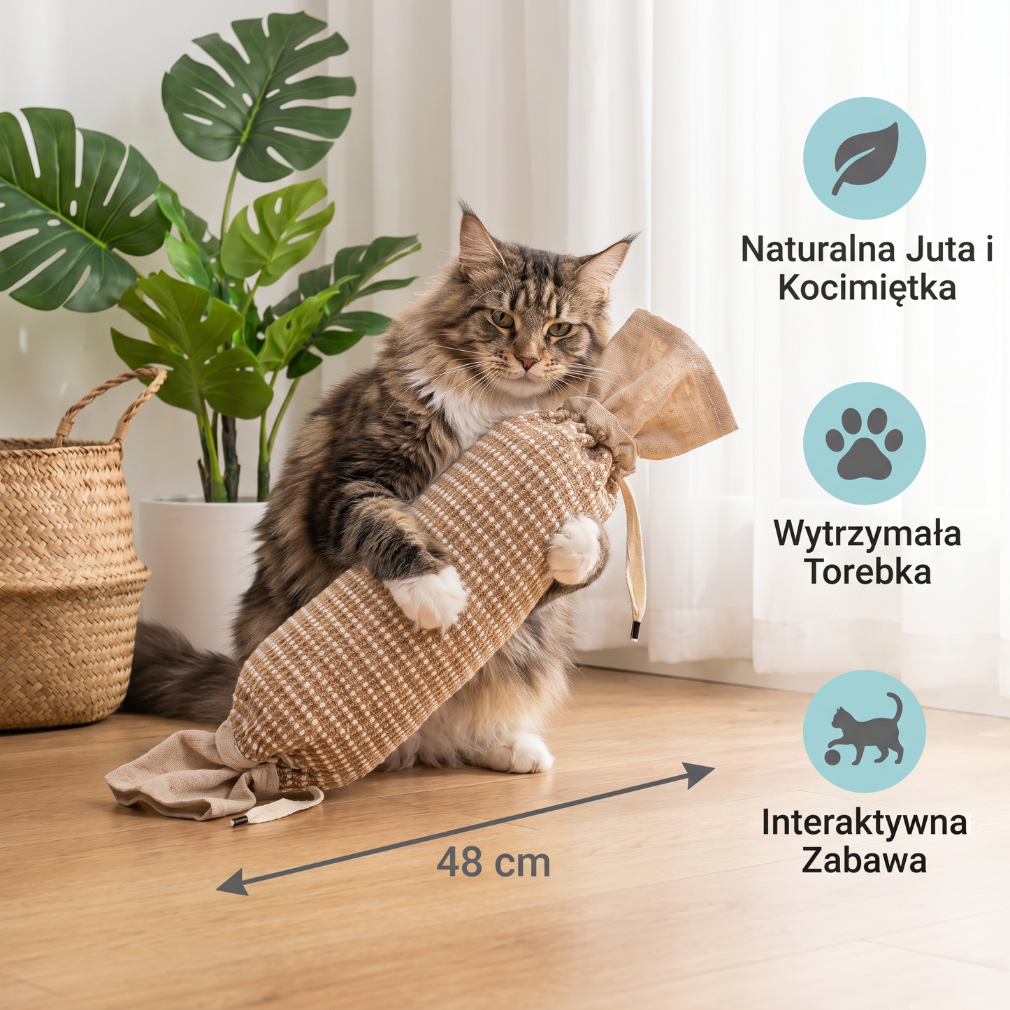 Ekologiczna Zabawka dla Kota z Juty z Kocimiętką – Wytrzymała Interaktywna Torebka do Zabawy