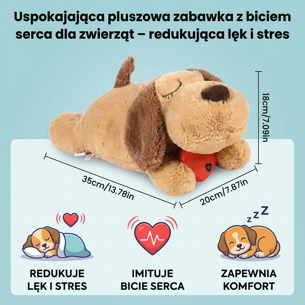 Uspokajająca pluszowa zabawka z biciem serca dla zwierząt – redukująca lęk i stres