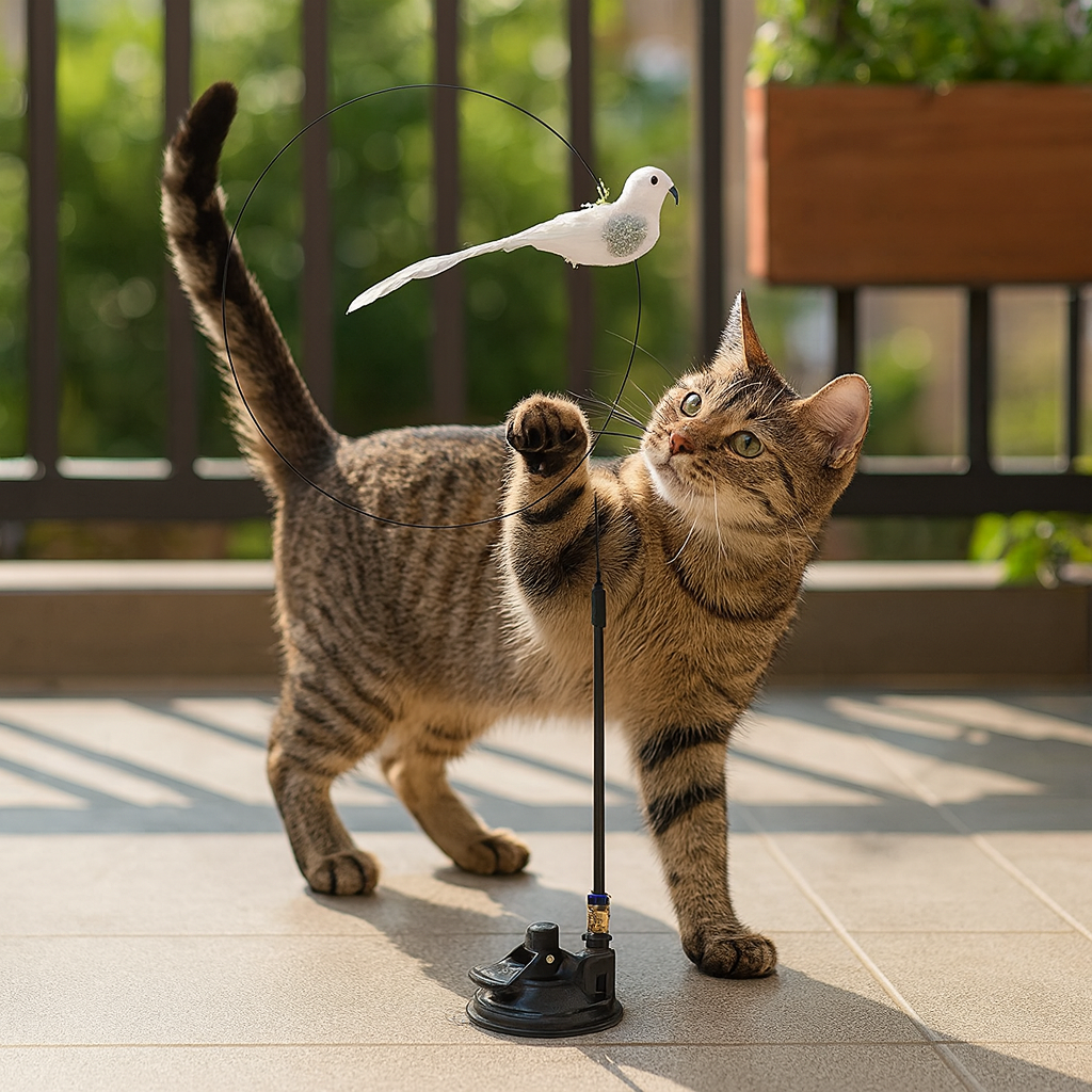 Zabawkowy ptak – interaktywna zabawka dla kota