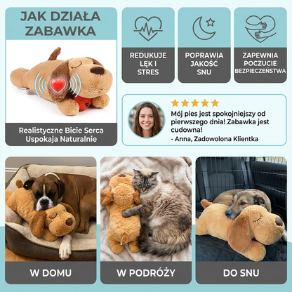 Uspokajająca pluszowa zabawka z biciem serca dla zwierząt – redukująca lęk i stres