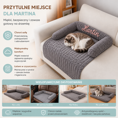 Personalizowane Puszyste Legowisko dla Kota na Kanapę i Pokrowiec Ochronny
