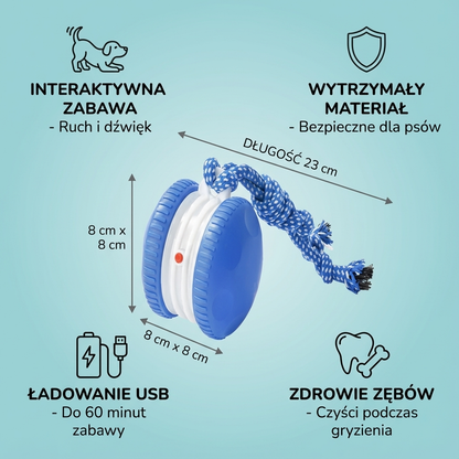 Wytrzymała piłka dla psa z czujnikiem ruchu i linką