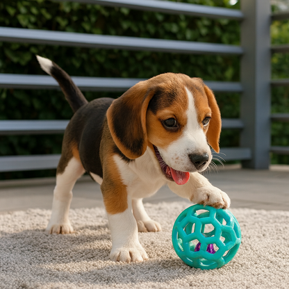 Piłka z dzwoneczkiem dla psów – odporna zabawka do pielęgnacji zębów i treningu