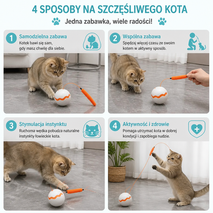 Interaktywna Chwiejąca Się Zabawka dla Kota w Kształcie Jajka – Automatyczna Wędka z Piórkiem