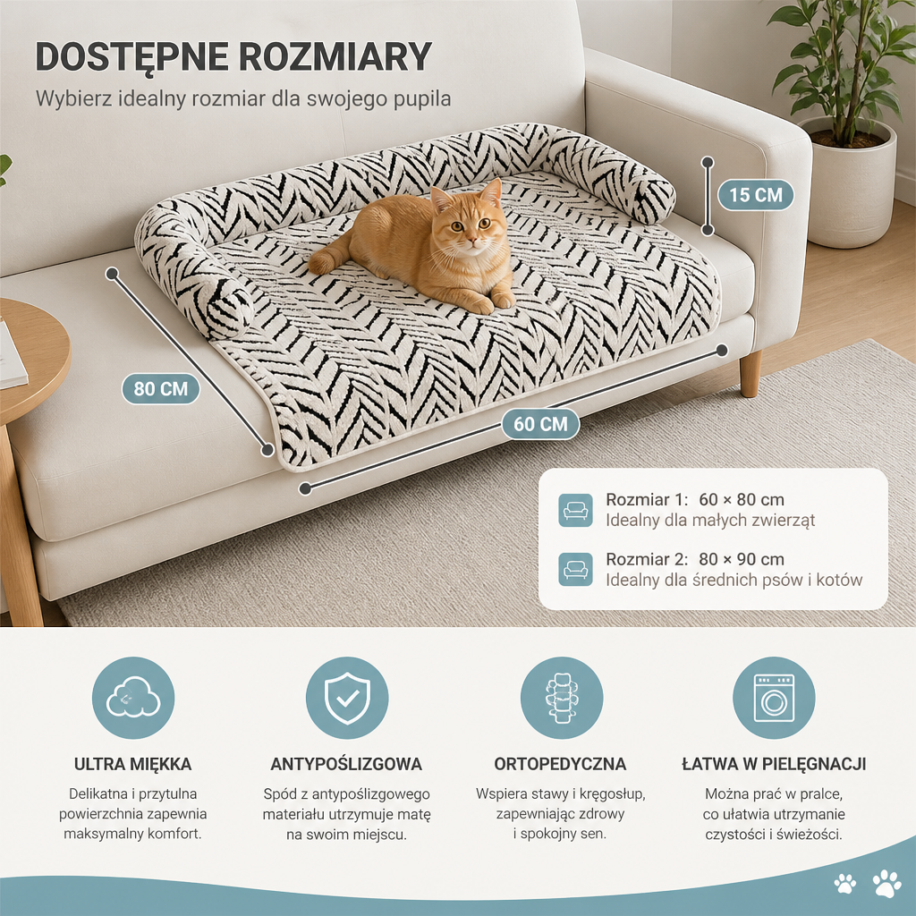 Ultramiękka Antypoślizgowa Mata Legowiskowa Ortopedyczna Dla Kota