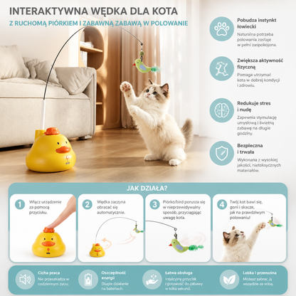 Interaktywna Wędka Dla Kota Z Ruchomą Piórkiem I Zabawną Zabawą W Polowanie