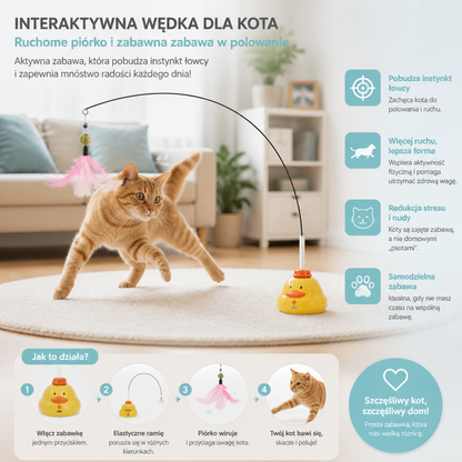 Interaktywna Wędka Dla Kota Z Ruchomą Piórkiem I Zabawną Zabawą W Polowanie