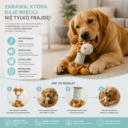 Wytrzymała Pluszowa Zabawka Dla Psa W Kształcie Zwierzątka Z Liną, Piszczałką I Funkcją Czyszczenia Zębów