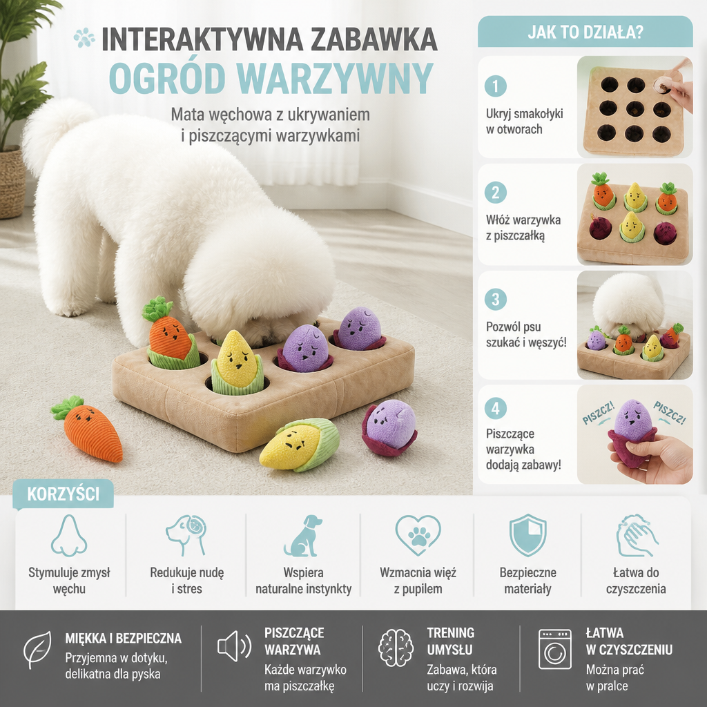Interaktywna Zabawka Ogrodowa Z Warzywami – Mata Węchowa Z Ukrywaniem I Piszącymi Warzywkami