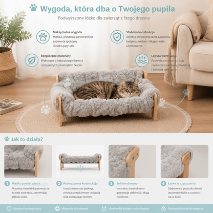 Luksusowe Podwyższone Łóżko Dla Zwierząt Z Litego Drewna