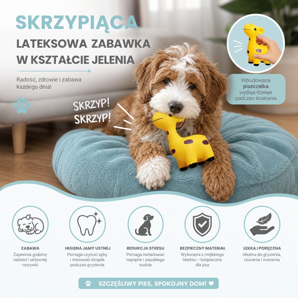 Skrzypiąca Lateksowa Zabawka Do Gryzienia Dla Psa W Kształcie Jelenia