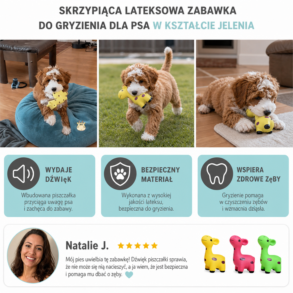 Skrzypiąca Lateksowa Zabawka Do Gryzienia Dla Psa W Kształcie Jelenia