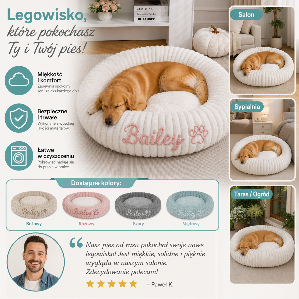 Personalizowane Okrągłe Puszyste Legowisko Dla Psa