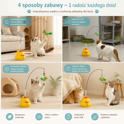 Interaktywna Wędka Dla Kota Z Ruchomą Piórkiem I Zabawną Zabawą W Polowanie