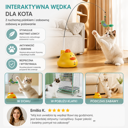 Interaktywna Wędka Dla Kota Z Ruchomą Piórkiem I Zabawną Zabawą W Polowanie