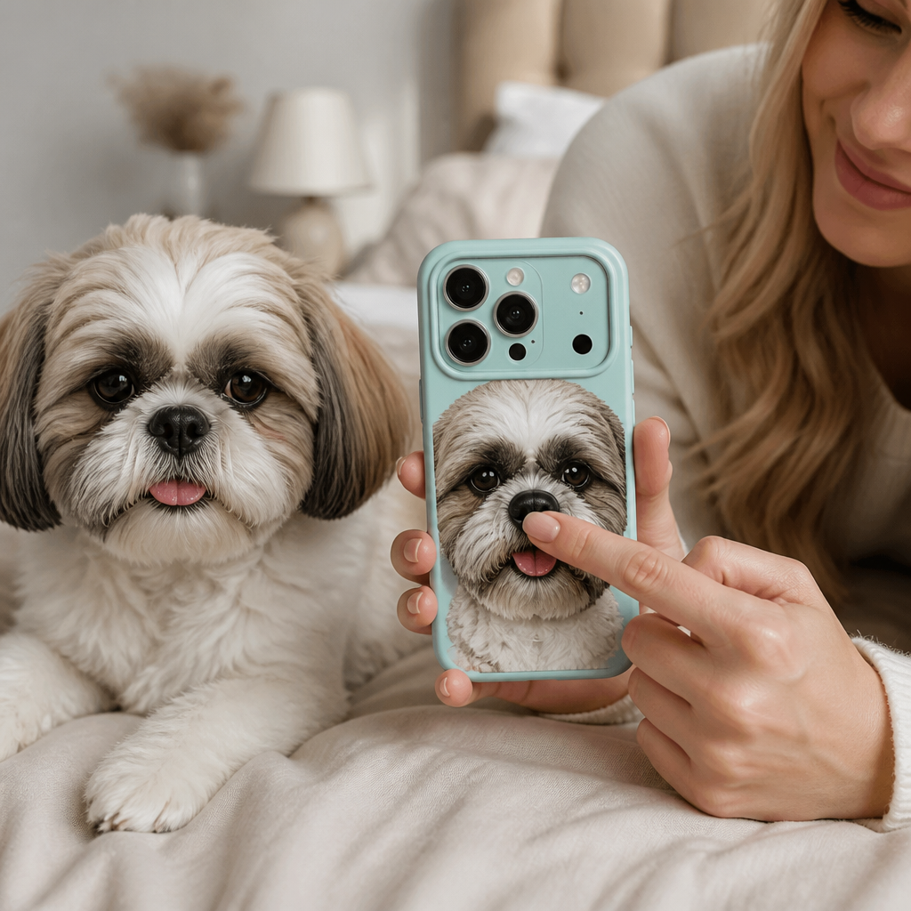 Personalizowane Etui na Telefon ze Zdjęciem Pupila i 3D Ściskaną Noską