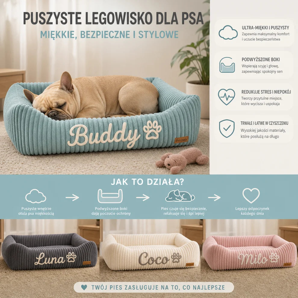 Personalizowane Puszyste Legowisko Dla Psa W Kształcie Chmurki Z Miękkimi Bokami