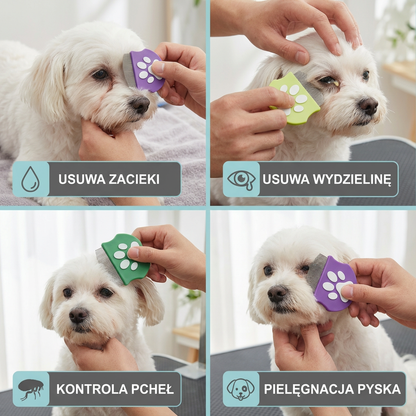Pet Eye Comb – Grzebień do pielęgnacji twarzy dla plam łzowych, wydzieliny z oczu i kontroli pcheł