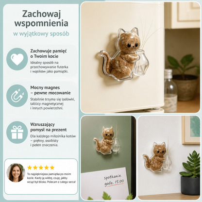 Magnes z Kotem na Pamiątkę Wąsów – Ekspozytor na Futro i Wąsy
