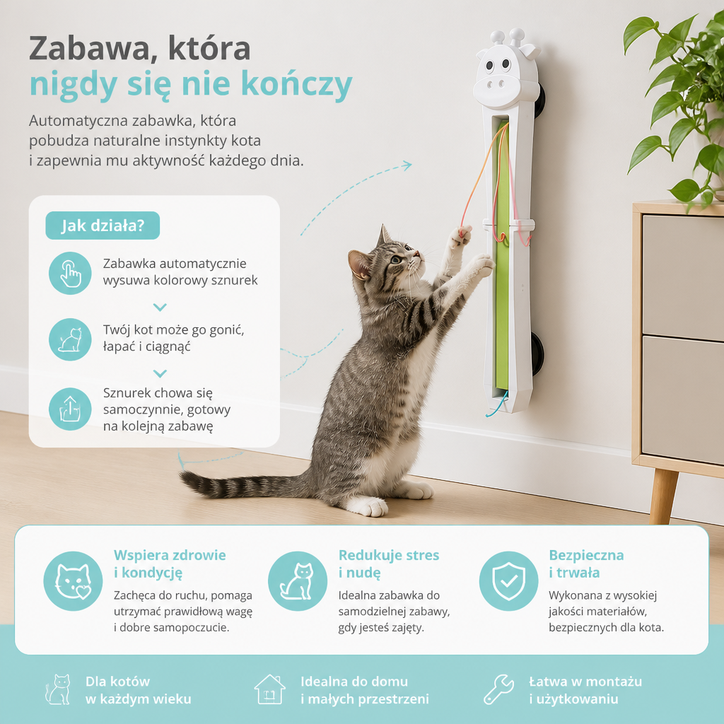 Automatyczna Zabawka z Wędką dla Kota do Interaktywnej i Samodzielnej Zabawy
