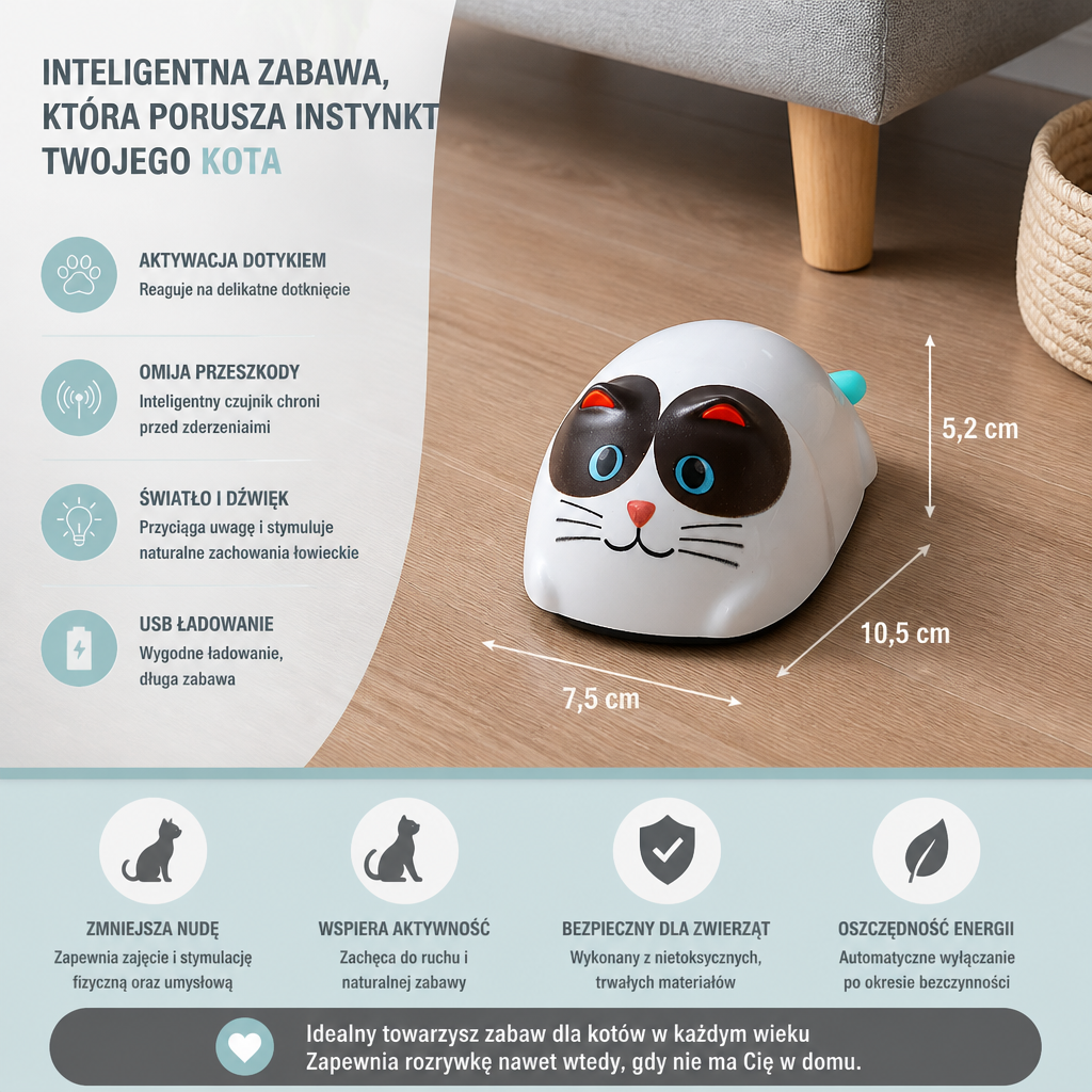 Interaktywny Inteligentny Robot Dla Kota Sterowany Dotykiem
