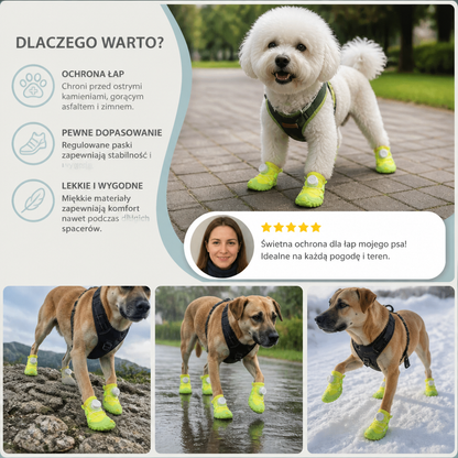 Ochronne Buty Dla Psa Z Regulowanymi Paskami Na Komfortowe Spacery Na Świeżym Powietrzu