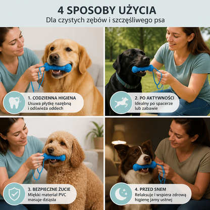 Szczoteczka do Zębów dla Psa – Zabawka do Gryzienia z Regulowanym Paskiem do Łatwej Pielęgnacji Zębów
