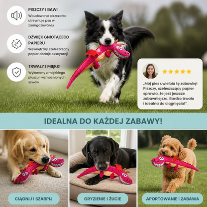 Wytrzymała Pluszowa Zabawka Dla Psa Smok – Piszcząca Zabawka Do Przeciągania Z Efektem Chrupania