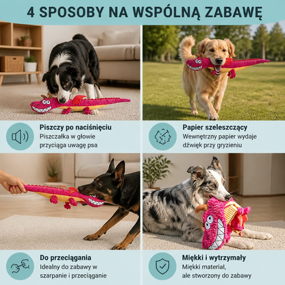 Wytrzymała Pluszowa Zabawka Dla Psa Smok – Piszcząca Zabawka Do Przeciągania Z Efektem Chrupania