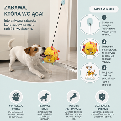 Interaktywna Wisząca Piłka Dla Psa Z Elastyczną Liną Do Zabawy I Haczykiem