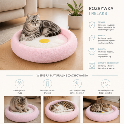 Kwiatowy Drapak Dla Kota – Przytulna Dwufunkcyjna Leżanka Do Drapania