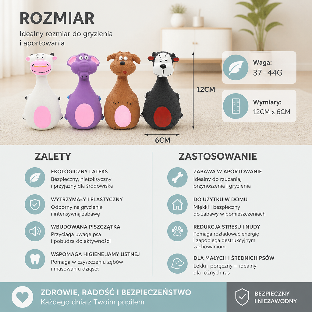 Trwała, Ekologiczna Lateksowa Zabawka Dentystyczna Dla Psa Z Piszczałką