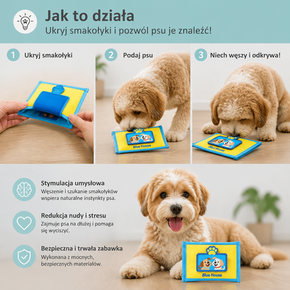 Wytrzymała Mata Węchowa z Kieszenią na Chusteczki dla Psów – Piszcząca Zabawka Logiczną z Ukrytą Kieszonką na Smakołyki