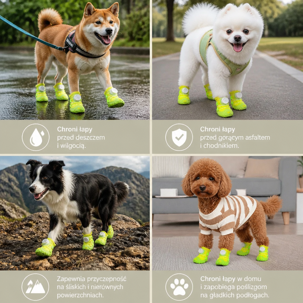 Ochronne Buty Dla Psa Z Regulowanymi Paskami Na Komfortowe Spacery Na Świeżym Powietrzu