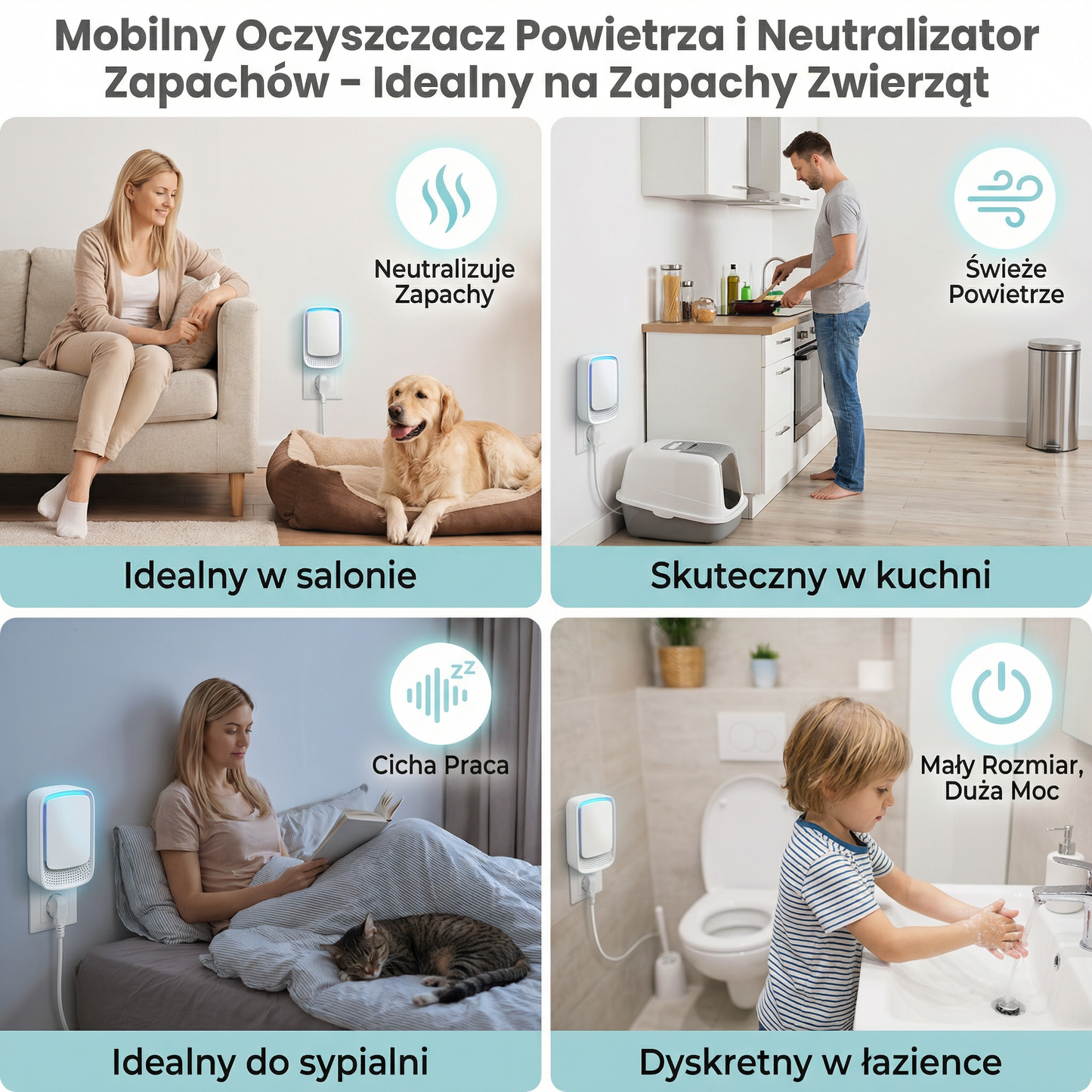 Mobilny Oczyszczacz Powietrza i Neutralizator Zapachów – Idealny na Zapachy Zwierząt