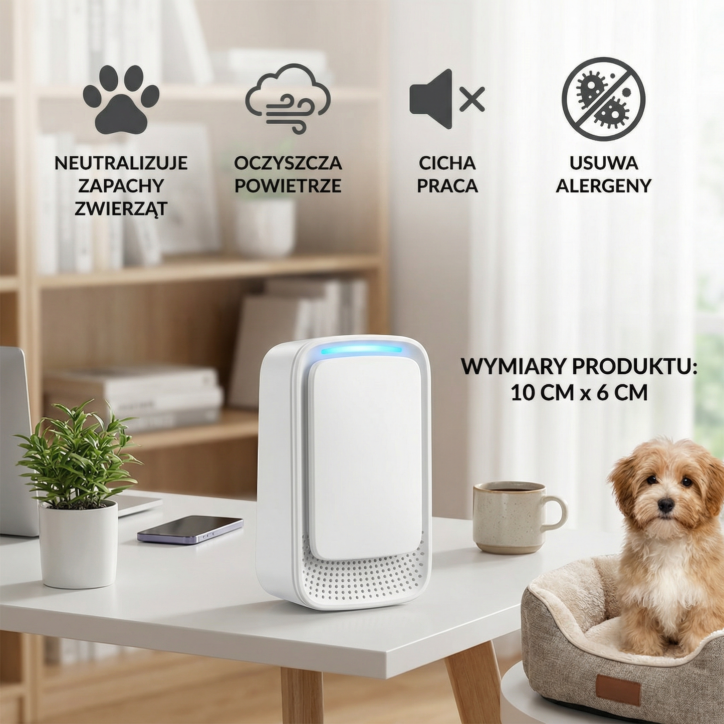 Mobilny Oczyszczacz Powietrza i Neutralizator Zapachów – Idealny na Zapachy Zwierząt