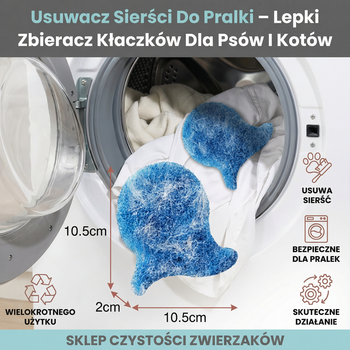 Usuwacz Sierści Do Pralki – Lepki Zbieracz Kłaczków Dla Psów I Kotów