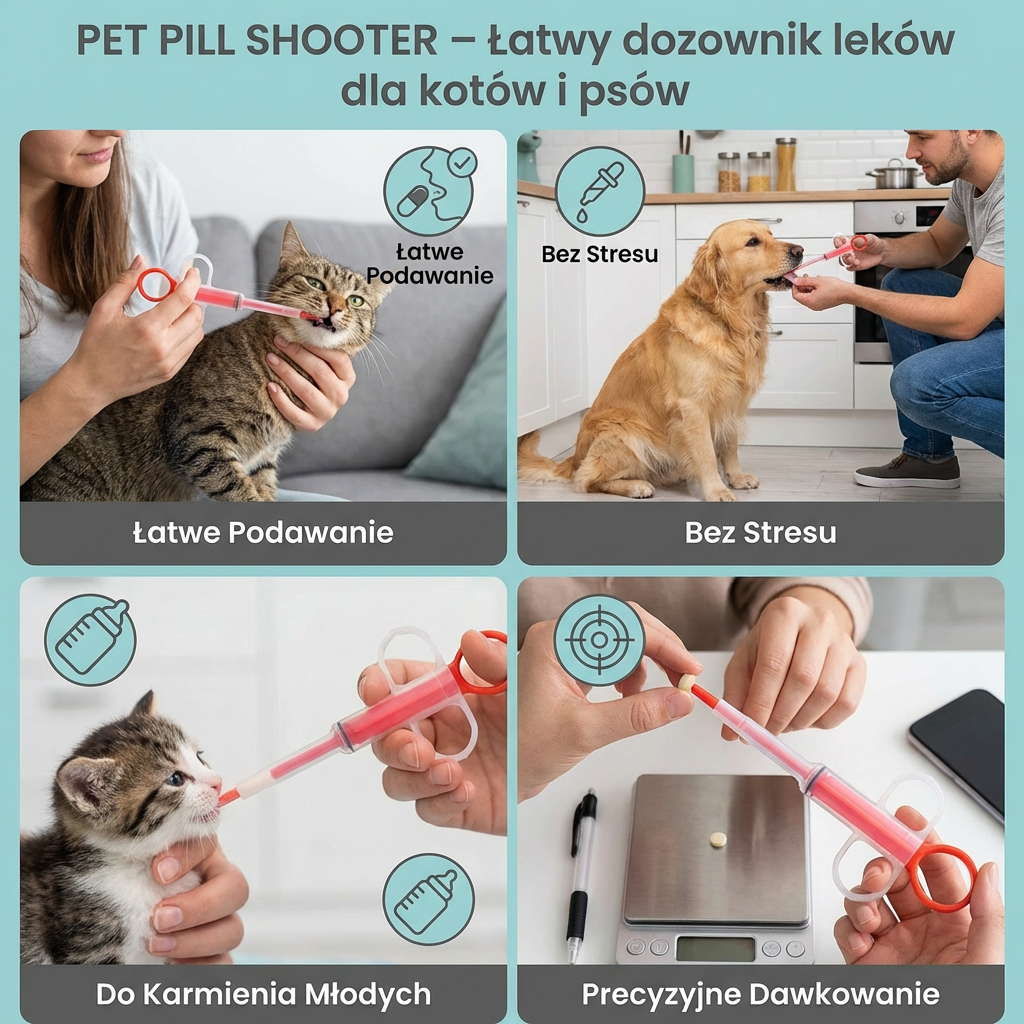 Pet Pill Shooter – Łatwy dozownik leków dla kotów i psów