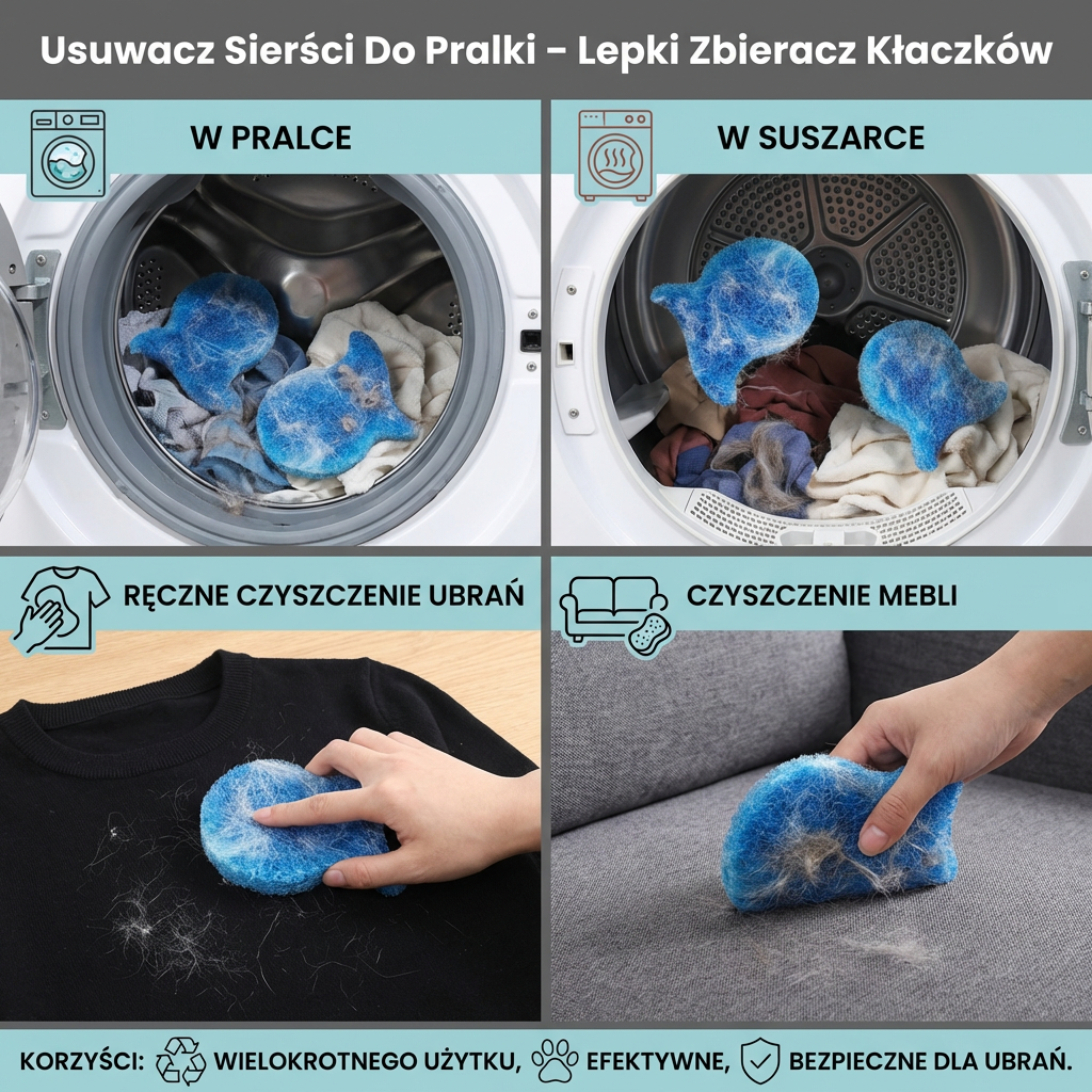 Usuwacz Sierści Do Pralki – Lepki Zbieracz Kłaczków Dla Psów I Kotów