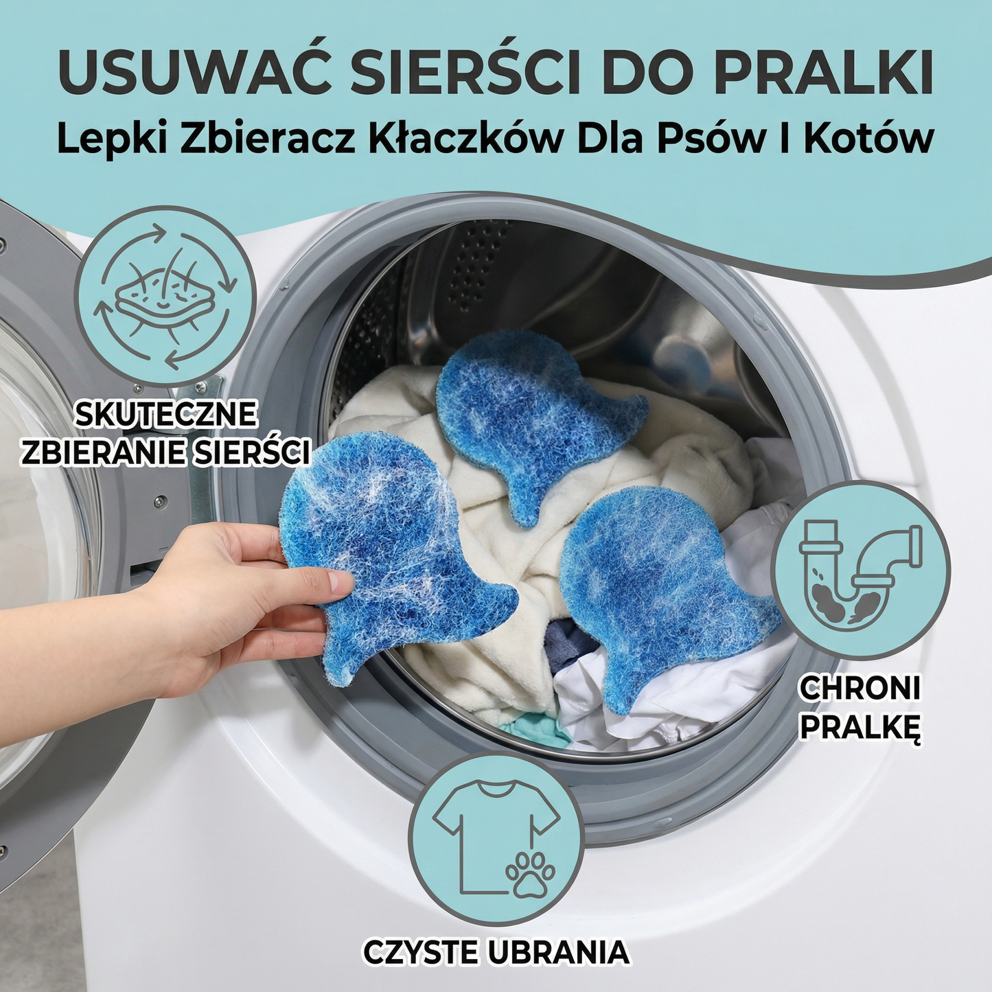 Usuwacz Sierści Do Pralki – Lepki Zbieracz Kłaczków Dla Psów I Kotów