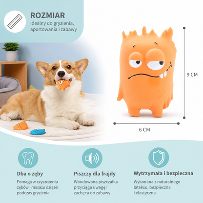 Wytrzymała Piszcząca Zabawka Dentystyczna Dla Psa Z Naturalnego Lateksu W Kształcie Potwora