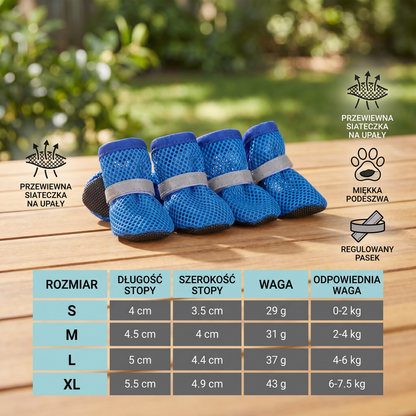 Oddychające buty dla psów z siateczki na gorące dni – miękka podeszwa dla małych i dużych psów