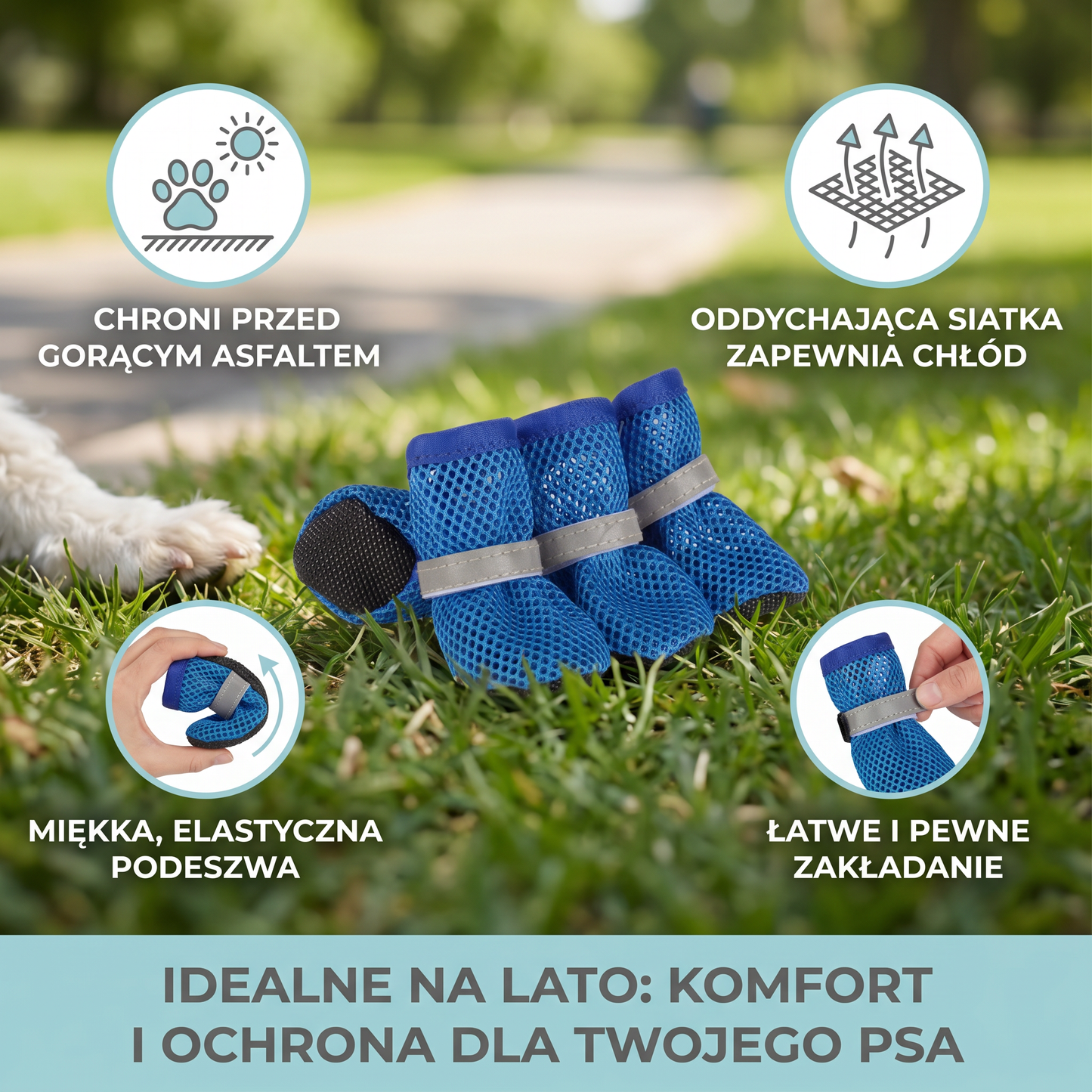 Oddychające buty dla psów z siateczki na gorące dni – miękka podeszwa dla małych i dużych psów