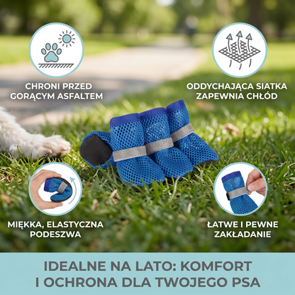 Oddychające buty dla psów z siateczki na gorące dni – miękka podeszwa dla małych i dużych psów