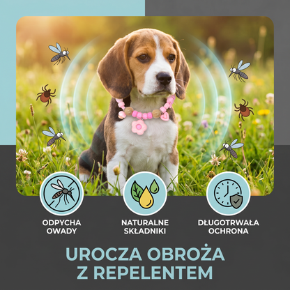 Urocza obroża z repelentem na owady dla psów