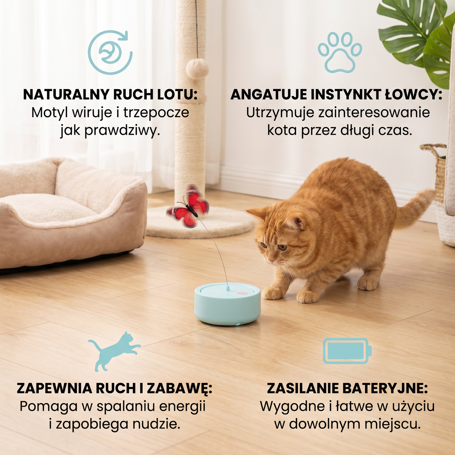 Interaktywna Zabawka dla Kota z Wirującym Motylem